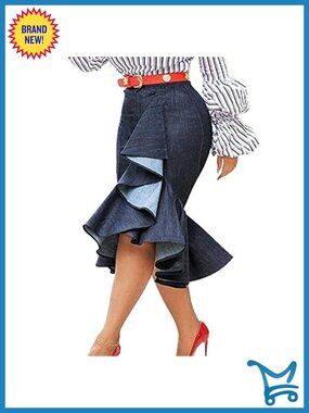 High Waist Mermaid Midi Skirt with Plain Flared Hem